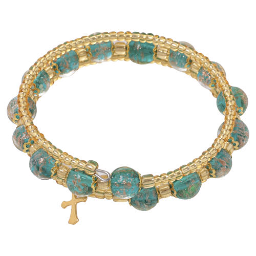 Murano Glass Bracelet 8mm Green with Gold-Tone Spring Clasp 5