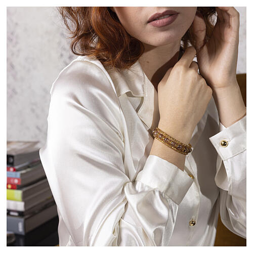 Armband REZZONICO, Armband in Spiralform, Murano-Glasperlen 8 mm in Violett, goldfarbene Ausführung 4