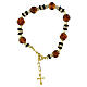 Pulsera con perlas de 8 mm en vidrio de Murano ámbar y negras eslavas, acabado dorado s3