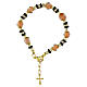 Women's Murano Glass Bracelet 8mm Beige and Black Slavica Beads, Gold Finish s1