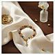 Women's Murano Glass Bracelet 8mm Beige and Black Slavica Beads, Gold Finish s2