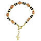Women's Murano Glass Bracelet 8mm Beige and Black Slavica Beads, Gold Finish s3