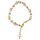 Pulseira em vidro de Murano branco e pérolas eslavas brancas 8 mm acabamento dourado s3