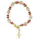 Serenissima Bracelet with 8mm White Murano Beads and Red Slavic Beads with Gold Finish s1