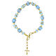 Murano glass bracelet with 8mm sky-blue beads and sky-blue Slavic beads, gold finish s1