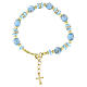 Murano glass bracelet with 8mm sky-blue beads and sky-blue Slavic beads, gold finish s3