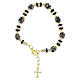 Pulsera vidrio Murano 8 mm negro eslavo negro estructura dorada s1
