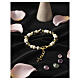 Murano glass bracelet with 0.31-inch black beads and white translucent beads, gold finish s2