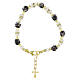 Murano Glass Bracelet 8mm Black and White Slavica Beads, Gold Finish s3