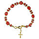Bracelet doré perles de Murano 8 mm rouges mattes et perles translucides rouges s3