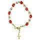 Murano glass bracelet 8mm red Murano glass and white Slavica beads with gold-tone accents s3