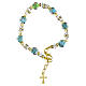 Murano glass bracelet with 0.31-inch green beads and clear crystal beads, gold finish s3