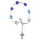 Murano Bracelet with 8mm White, Blue Mix Beads with Silver Finish s1