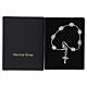 Women's bracelet white 8 mm Murano glass pearls, silver finish and enameled cross s3