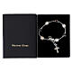 Murano Glass Bracelet, 8 mm, Silver Finish White and Black Beads with Enameled Cross s3
