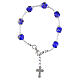 Women's bracelet with 8mm Murano glass beads, blue tone, silver finish s1