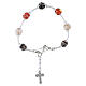 Women's Murano Glass Bracelet 8mm Tricolor with Silver Clasp and Cross s2