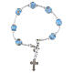 Bracelet with 8mm Sky‑Blue Murano Glass Beads, Silver‑Finish and Enameled Cross s1
