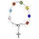 Bracelet multicolore en verre de Murano 8 mm avec croix émaillée et fermoir argenté s2