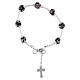 Bracelet with 8mm black Murano glass beads and silver‑finish enameled cross s2