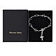 Bracelet with 8mm black Murano glass beads and silver‑finish enameled cross s3