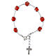 Red 8mm Murano Glass Bracelet with Silver Decor and Cross s2