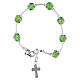 Green Murano Glass Bracelet 8mm Beads with Silver Finish Cross s2
