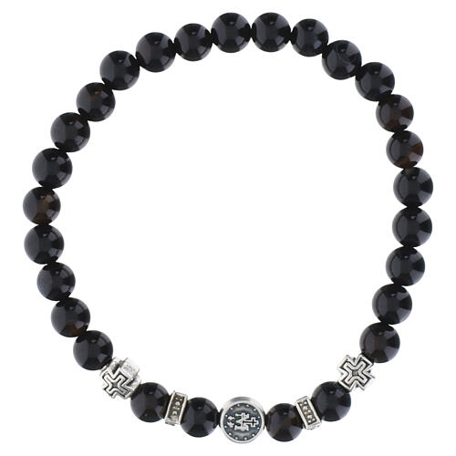 Pulseira elástica Nossa Senhora da Medalha Milagrosa dezena ónix 6 mm 3