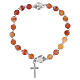 Bracelet Sacré-Cœur grains verre orange 6 mm s3