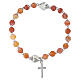 Braccialetto con grani vetro arancione 6 mm Sacro Cuore s1