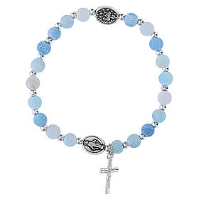 Pulsera mariana con granos 6 mm color azul agua