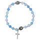 Elastic Marian bracelet with 6 mm aqua blue beads and Miraculous Mary s3
