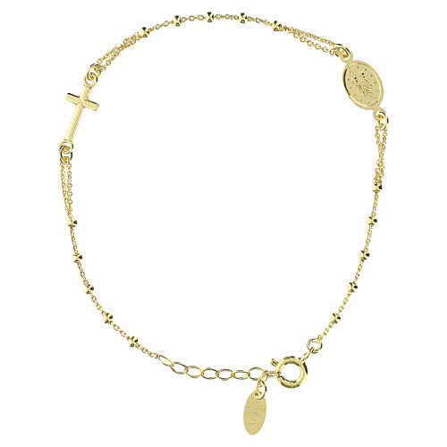 Pulseira terço AMEN prata 925 com banho de ouro Medalha Milagrosa 2
