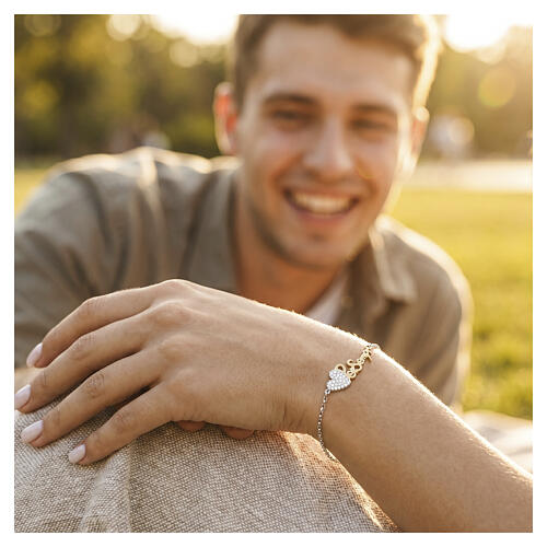 Bracciale zirconi bianchi cuore Amen argento 925 2