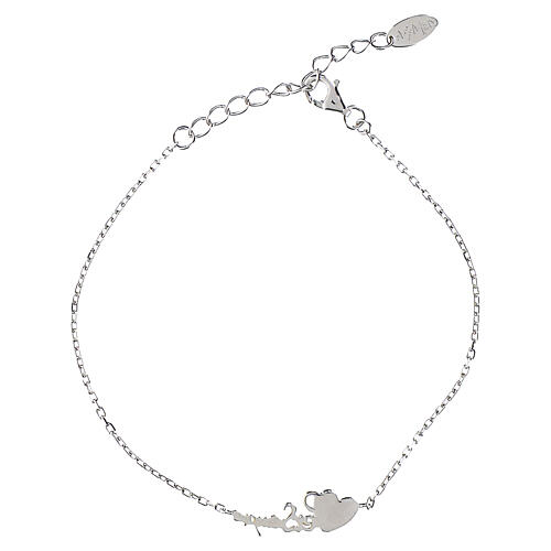 Pulseira coração zircões brancos AMEN prata 925 3
