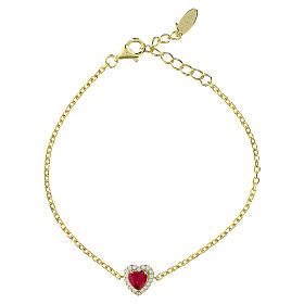 Pulsera plata 925 detlle corazón color rubí Amen