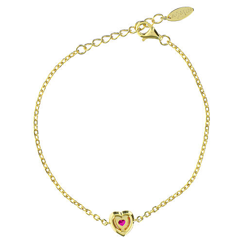 Bracelet argent 925 charm cœur couleur rubis Amen 3
