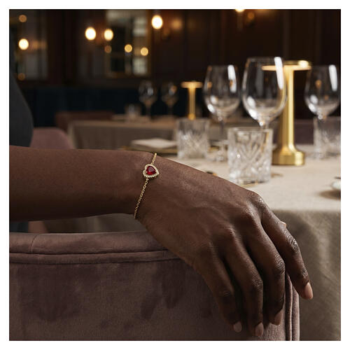 Bracciale argento 925 charm cuore color rubino Amen 2
