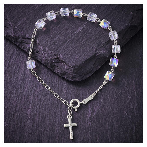 Pulsera plata 925 granos de cristal 6 mm 2