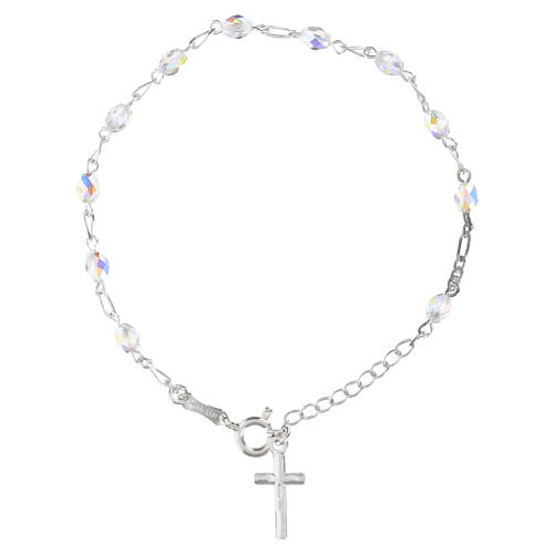 Bracciale argento 925 grani cristallo bianco 4 mm 2