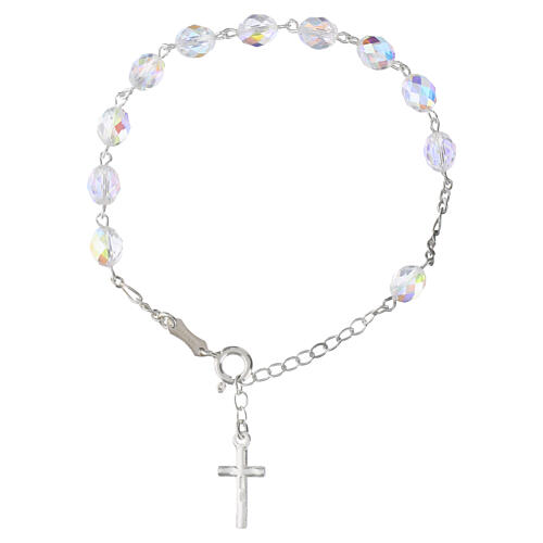 Bracelet of 925 silver with 0.28-inch white faceted crystal beads 3