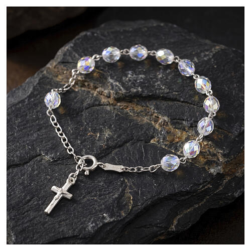 Bracelet argent 925 perles en cristal blanc 7 mm 2