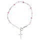Single decade rosary bracelet with 0.16-inch pink crystal beads, 925 silver s2