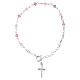Pulseira dezena contas 4 mm cristal cor-de-rosa prata 925 s1
