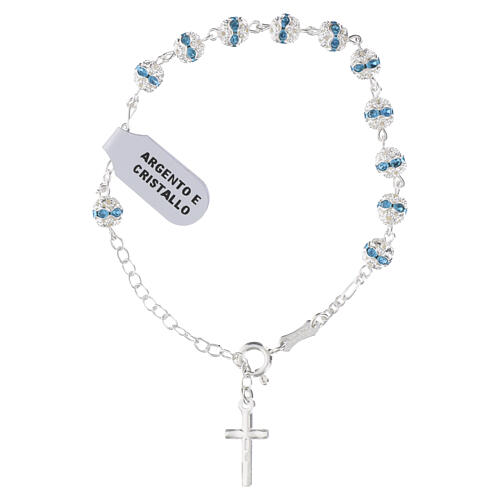 925 silver decade bracelet sky-blue strass 6 mm 2