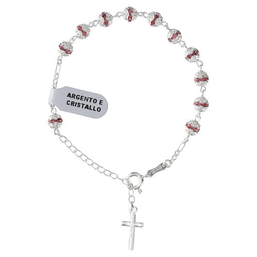 Single decade bracelet in 925 silver with 0.24-inch pink crystal beads 3