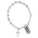 925 Silver Elastic Cross Charm Bracelet with 6 mm White Howlite Beads s3