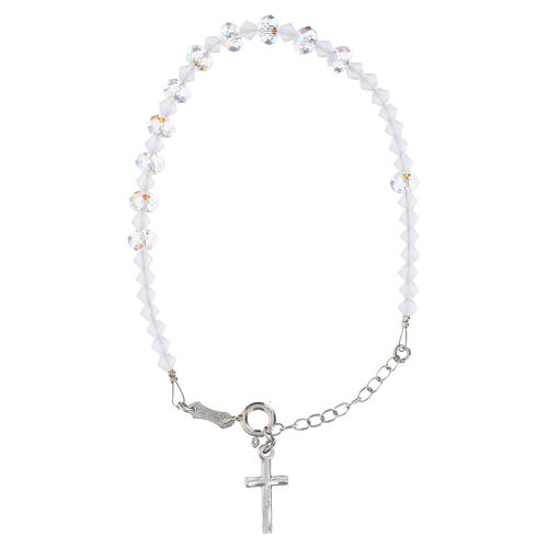 Bracelet with 0.24-inch briolette crystal beads and 925 silver crucifix 2