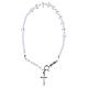 Pulseira com crucifixo prata 925 e contas 6 mm cristal briolette s1