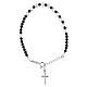 Bracciale decina grani 6 mm cristallo briolette bianco nero argento 925 s1
